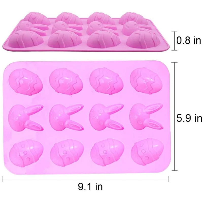 Easter Chocolate Molds Silicone, Bunny Egg Gummy Candy Molds Silicone Shapes for Baking Resin Soap Wax Melts Ice Cube Jelly