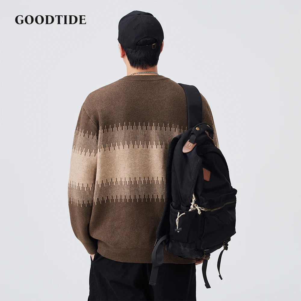 Autumn Winter Fashion Men's Casual Striped Crew Neck Sweater Color - Block Knitted Pullover Comfortable Soft Long Sleeve Jumper