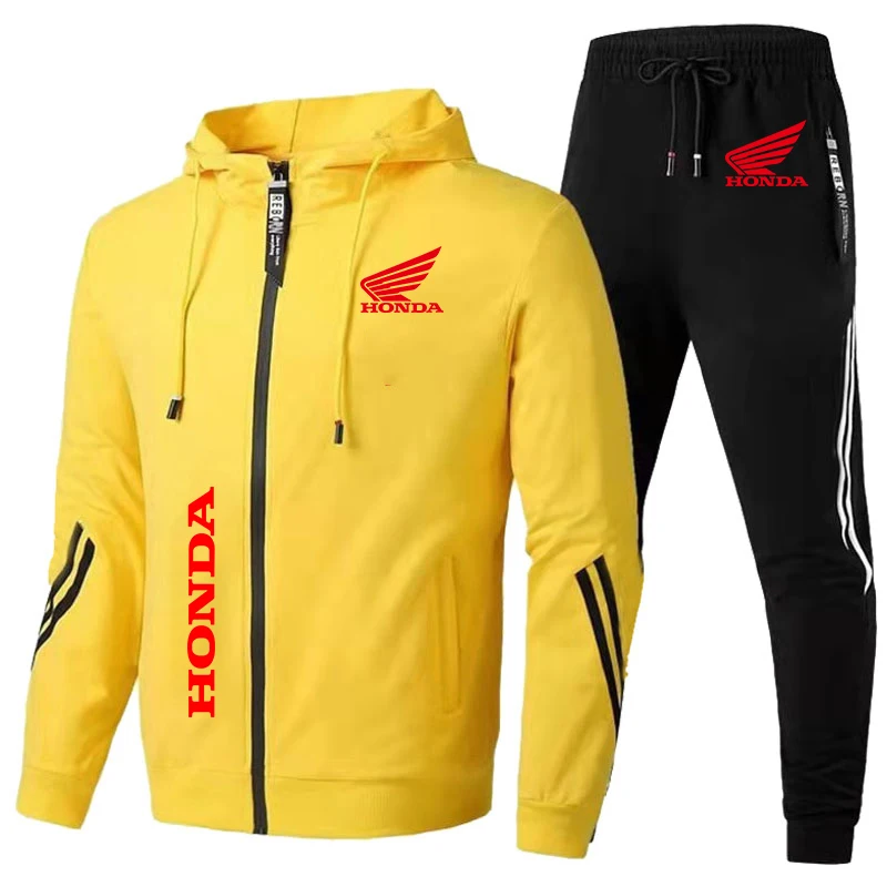 2024 New In Hoodies & Sweatshirts Honda Wing Logo Sweatsuit Set Men Zip Hoodie Sweatpants Suit 2 Piece Sets Honda Tracksuit Men