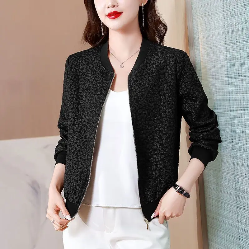 

2023 Women's Spring Autumn New Korean Short Baseball Jackets Female Print Loose Overcoats Ladies Long Sleeve Casual Coats Y365