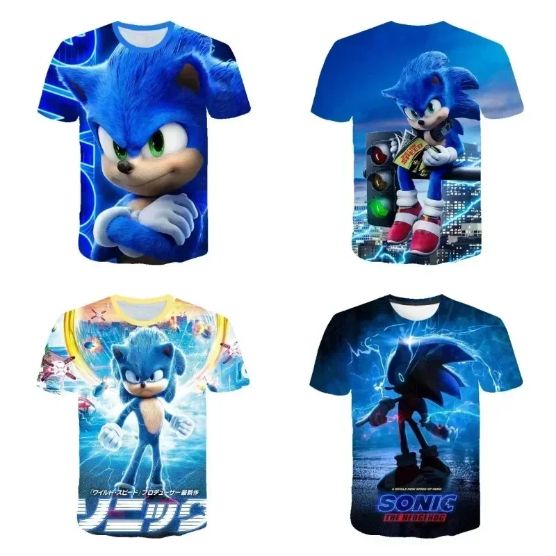 T-shirt 2024 Children's Clothes Sonic 3D for Kids Boys and Girls Cartoon Printing Animation Cosplay Clothing Accessories