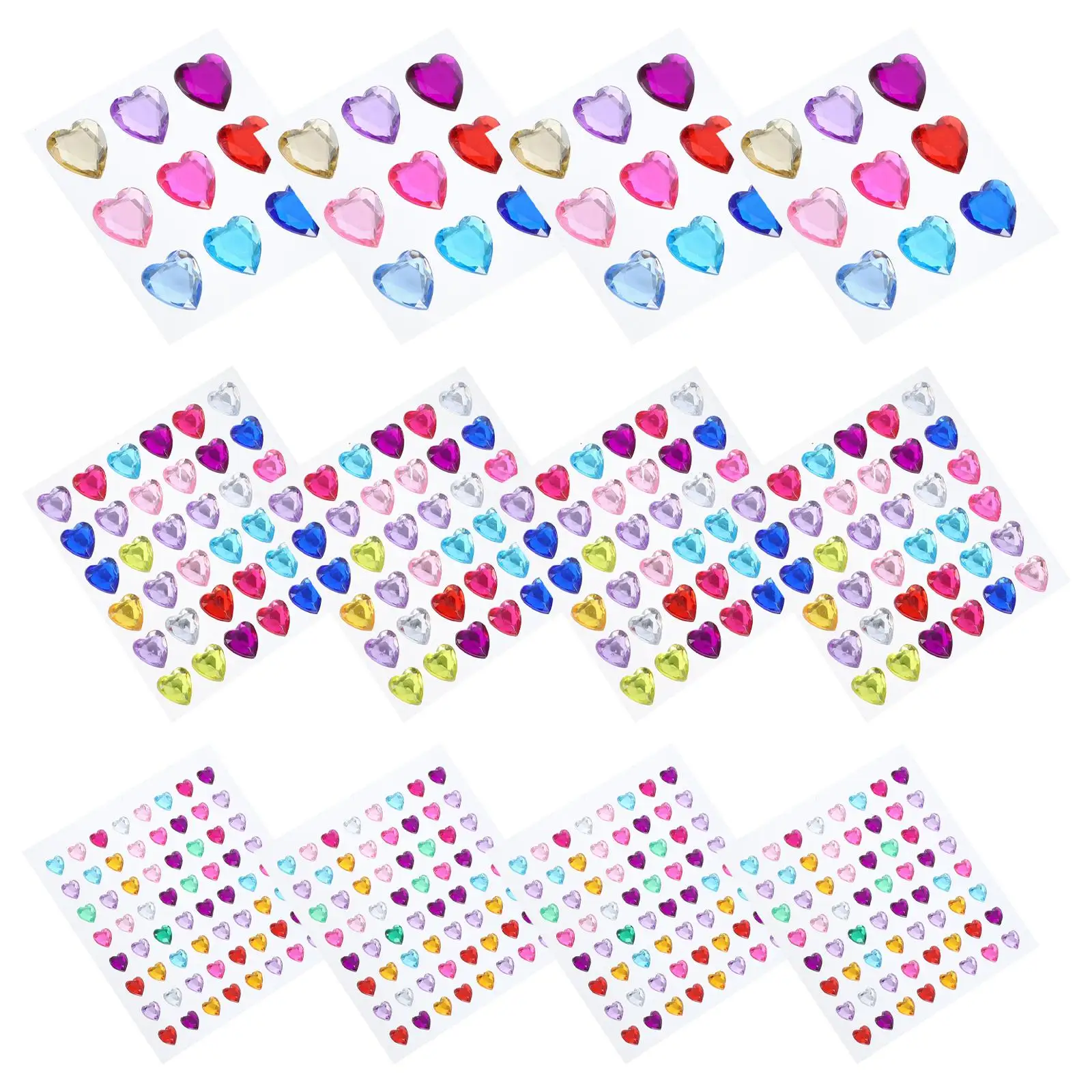 

12 Pcs Heart Shaped Rhinestone Stickers Acrylic Gems Waterproof Crystal Decorations for Phone Notebook Cup Valentine Festival