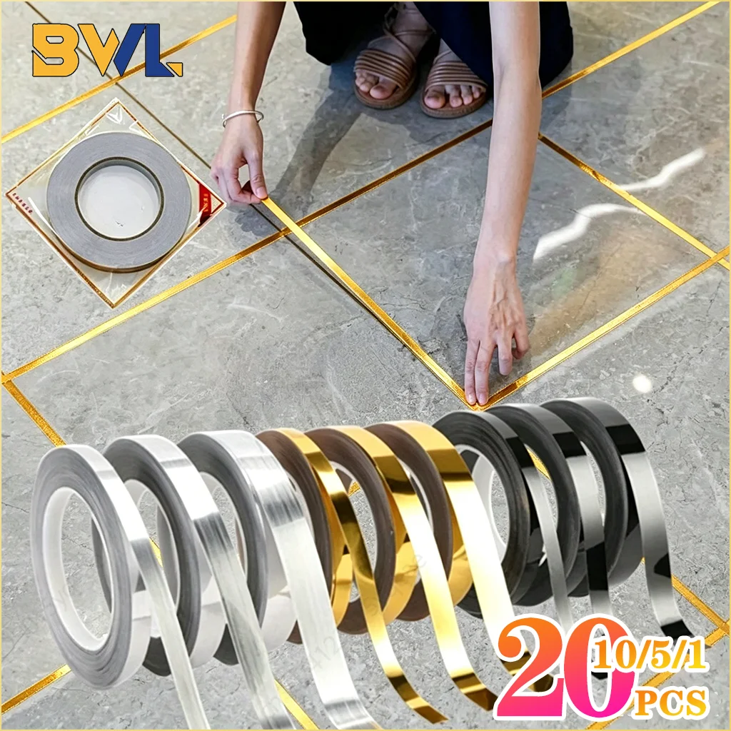 50m Tile Seam Tape Self Adhesive Floor Wall Seam Sealant Tape Waterproof Decorative Stickers for Wardrobe Kitchen Bathroom Home