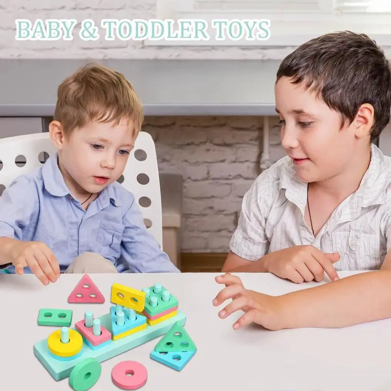 Kolorowe puzzle do sortowania kształtów Zabawki Montessori dla małych dzieci i dzieci w wieku przedszkolnym Dopasowywanie umiejętności motorycznych na 1 rok