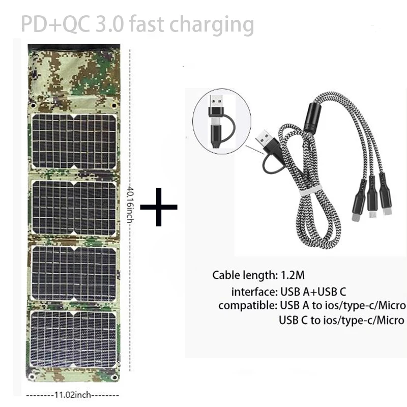 ETFE powerful 45W Solar panel 5v 12v phone charger PD 18W TypeC USB QC 3.0 For High capacity Power Bank fast charging emergency