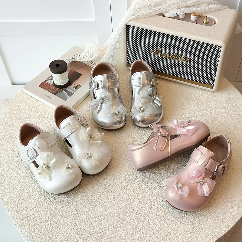 

Toddler Girls Princess School Uniform Shoes with Cute Bow 2026 New Spring Kids Mary Jane Shoes Soft Sole Classic Dress Up Age4-6