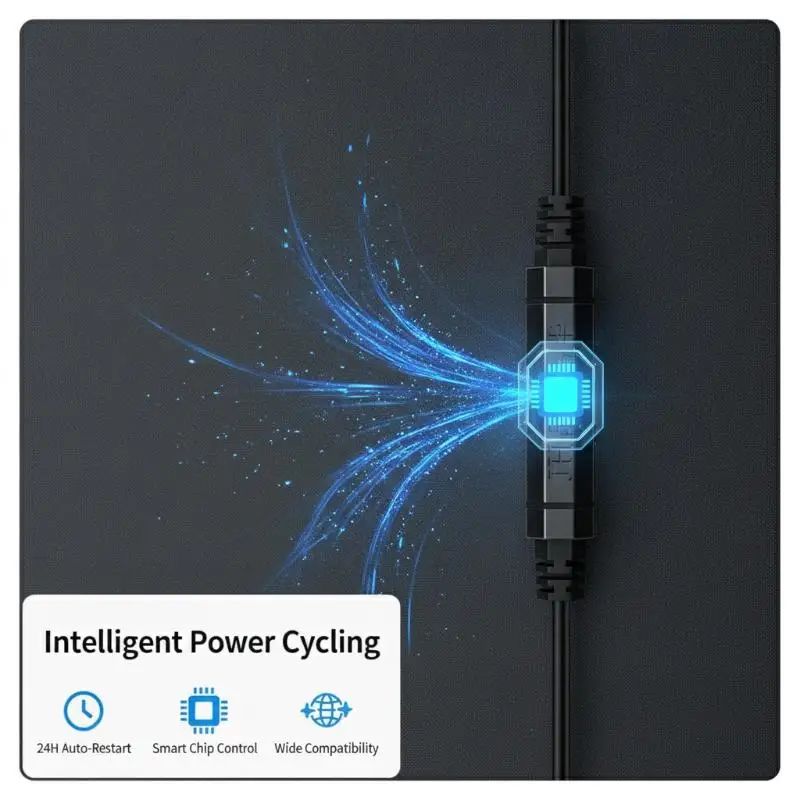 Router Auto Restart DC Power Cable Smart Chip Tough ABS Shell For 24h Cycle Reboot Improving Internet Speed