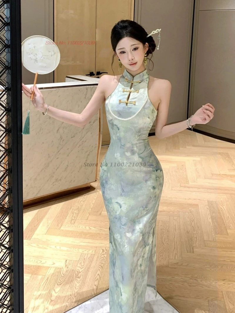 2026-sexy-sleeveless-qipao-chinese-improved-cheongsam-traditional-flower-print-qipao-nightclub-dress-retro-banquet-evening-dress