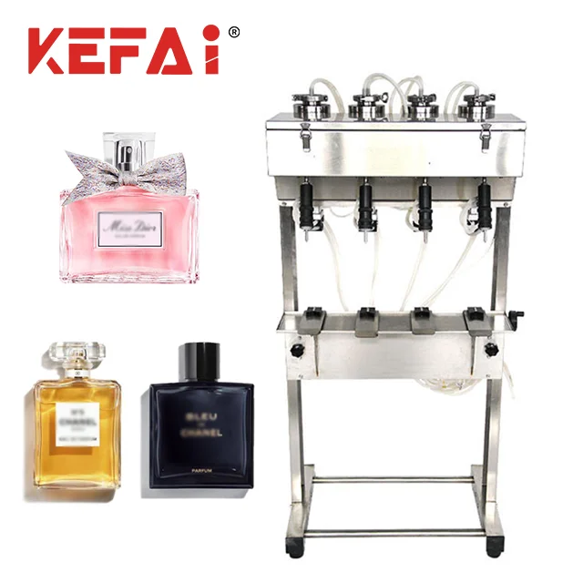 KEFAI Semi Automatic Pneumatic 4 Heads Perfume Liquid Bottle Vacuum Filling Machine