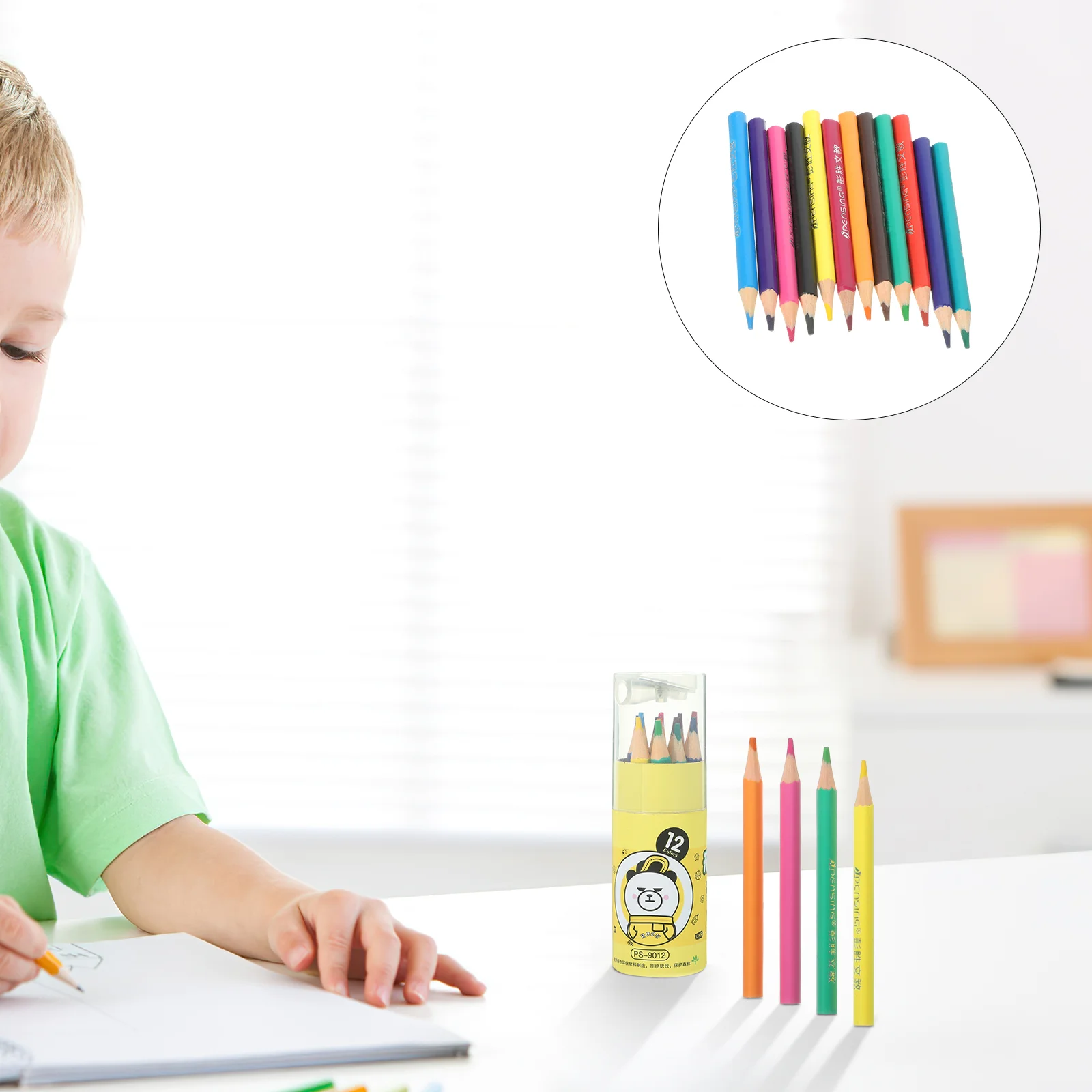 24 Colorful Pencils 24 Colors Children School Kindergarten Drawing Painting Graffiti Colored Pencils Sharpener Portable