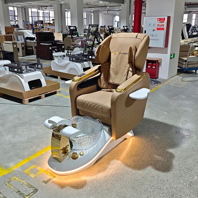 Elektrischer Pediküre-Stuhl mit Massagefunktion, Liegefunktion, Fußbecken, LED-Beleuchtung und Getränkehaltern - Salonmöbel nach Maß im Großhandel – Detail 18