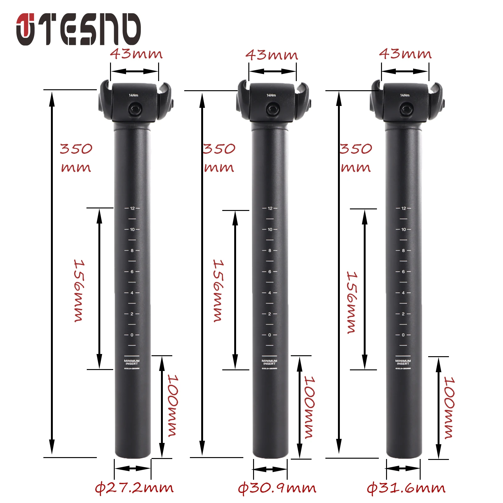 Ultralight Mountain Road Bicycle Seatpost 27.2/30.9/31.6mm*350mm Bike Seat Tube Seat Post Cycling Parts Dropper for mtb