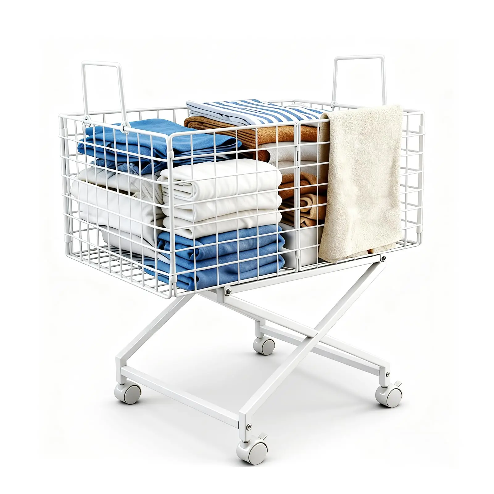 

Heavy Duty Rolling Laundry Cart 80L, Wire Hamper with Wheels, Easy 8-Screw Assembly for Home & Apartment
