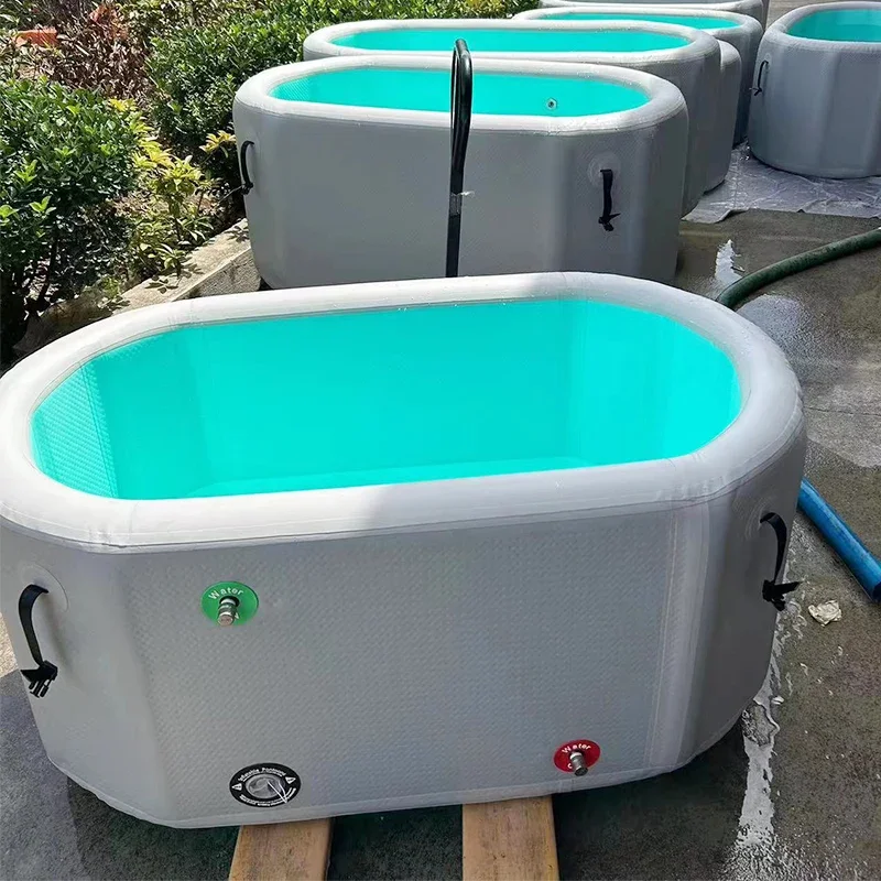 High Quality PVC Inflatable Ice Bath Tub with Pump Cover Cold Plunge Chiller for Outdoor Recovery Pool Use Drop Stitch Fabric