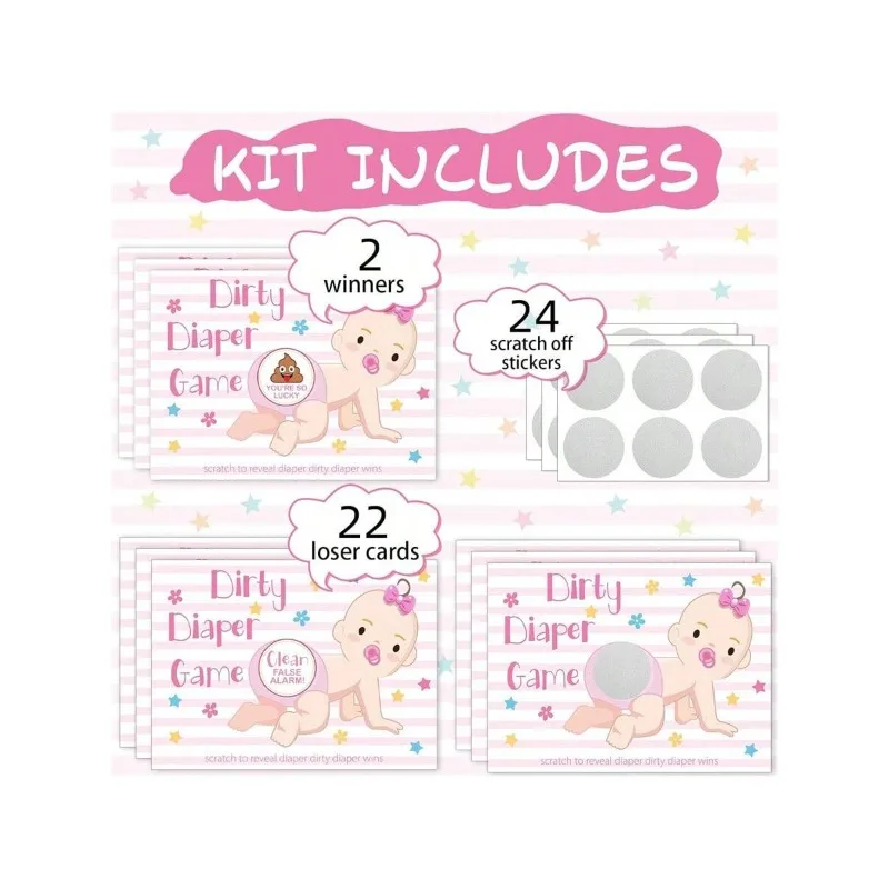 1set Baby Shower Game Raffle Cards  Diaper Baby Shower Games  Boys Girls Gender Reveal Games Supplies Lottery Tickets Door