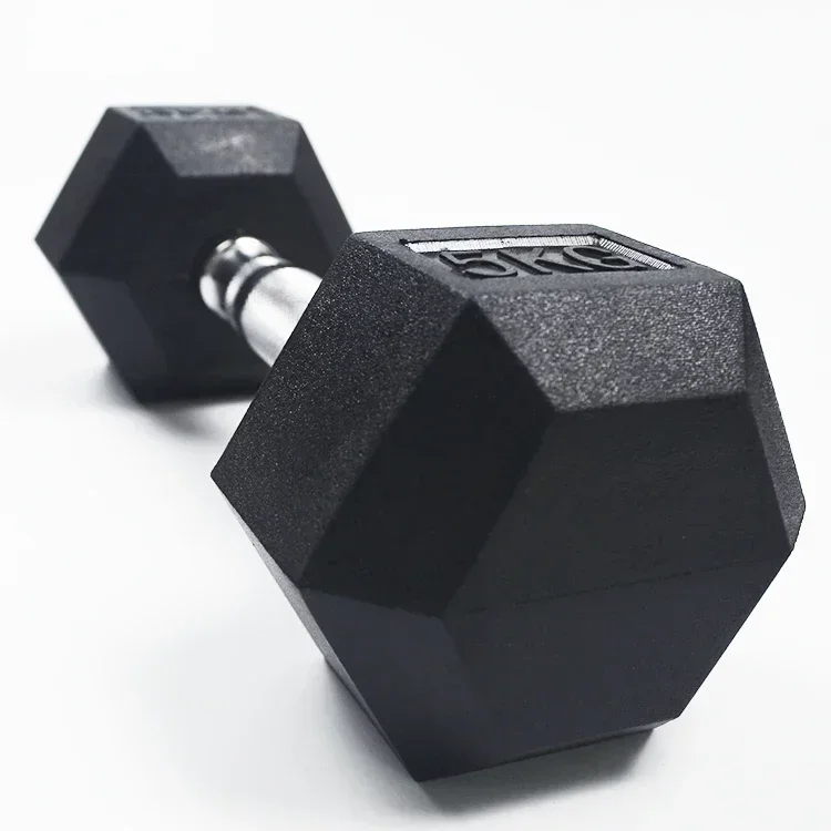 2.5kg-7.5kgCommercial Hex Rubber Dumbbell Set Strength Gym Fitness Equipment Black Iron Hexagon Dumbbell