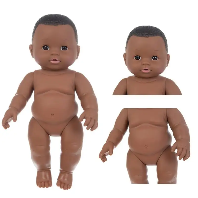 12 Inch Black Doll African Boy Doll Kids Play Doll Gift Toy African Black Baby Boy Cute Bald Bald Black Baby Realistic Baby Doll