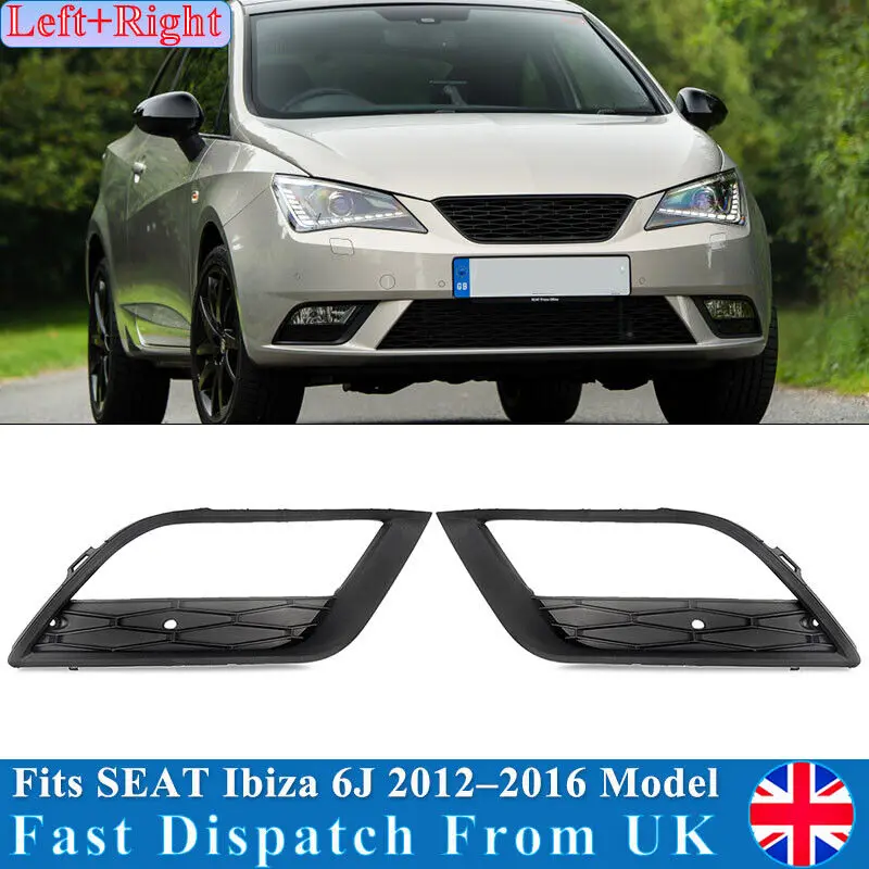 FOR 2012-2016 SEAT IBIZA FRONT BUMPER FOG LIGHT GRILLE COVER BLACK LEFT+RIGHT UK