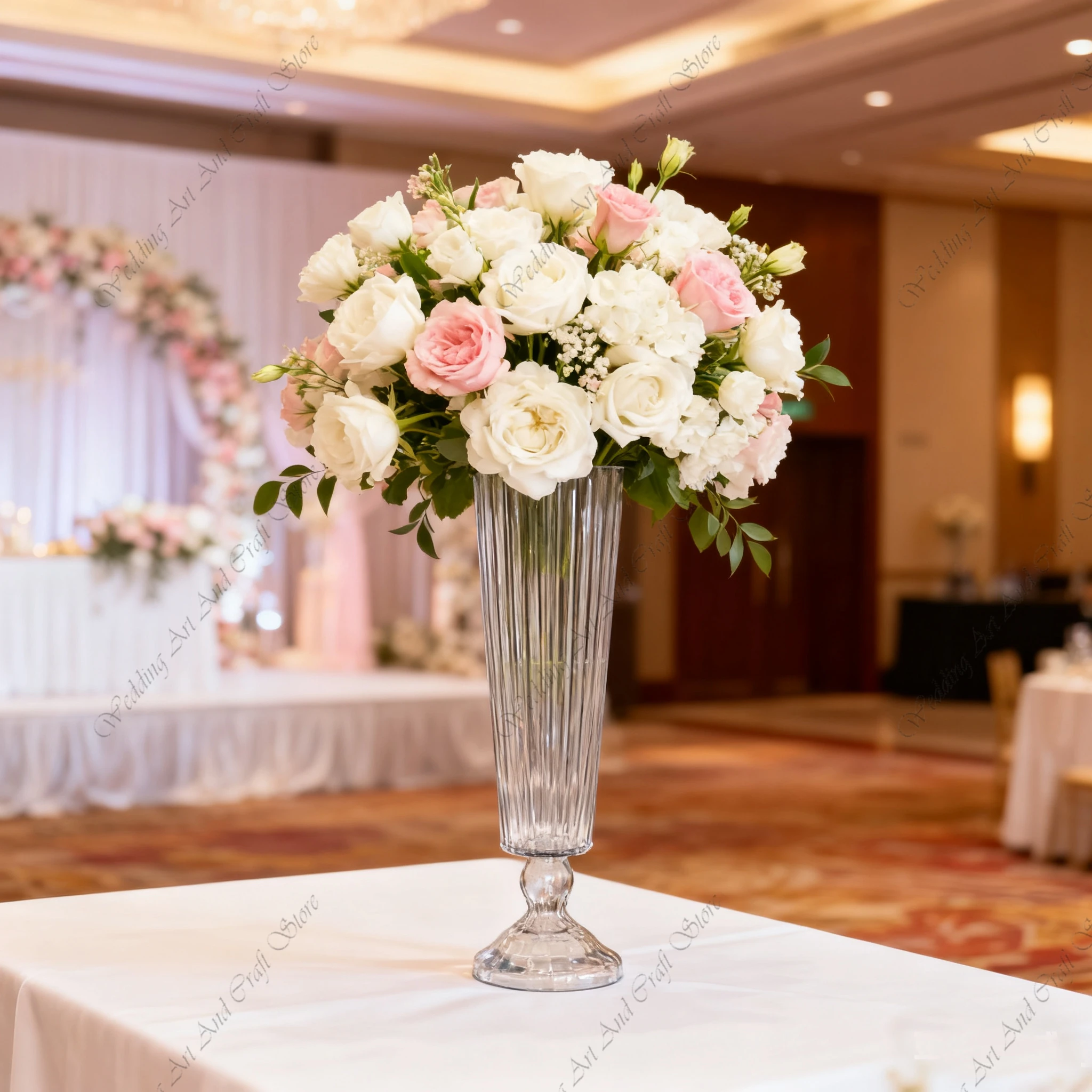 6 قطعة f30 76 سنتيمتر الزفاف الديكور مخطط طويل القامة واضح الزجاج زهرية كبيرة زهرة البوق زهرة زهرية حامل الجدول محور ivy415 #1