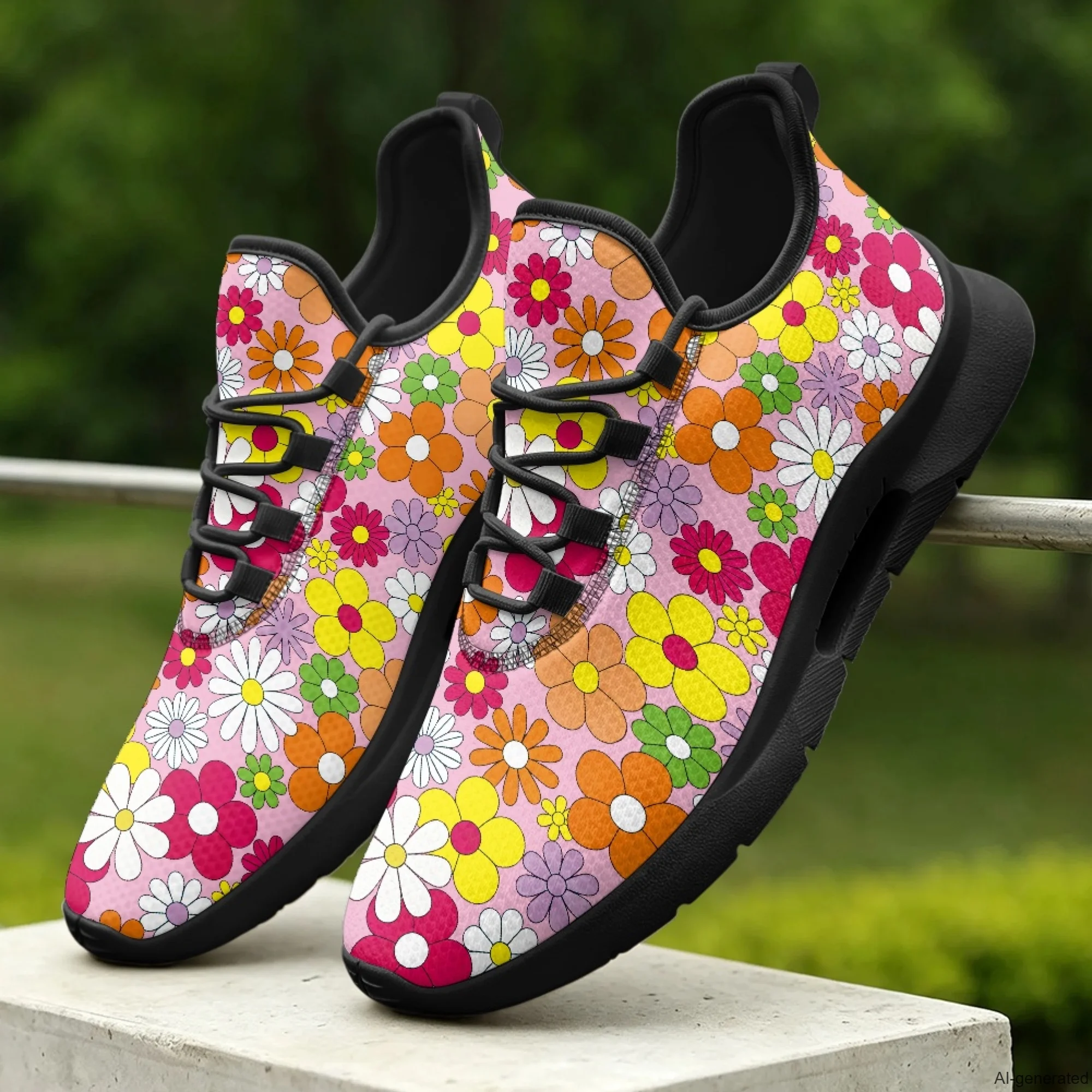 XIXIRIMIDO Casual Sneakers Lace-up Casual Shoes Nice Non-slip Nursing Sneakers for Woman Male Nurse Shoes Hippie Flower 35-48