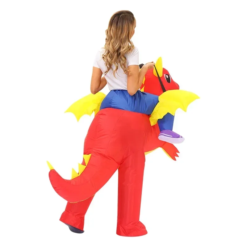 Riding on Dinosaur Inflatable Cosplay Costume Women Dinosaur Clothes Holiday Show Party Christmas Valentine's Day Halloween