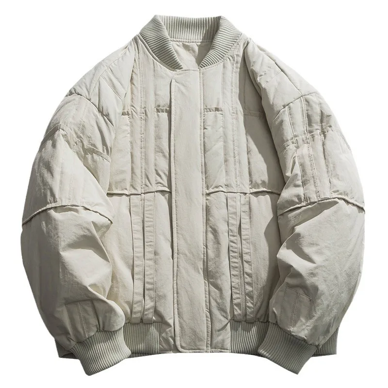 

Мужское бейсбольное пальто на молнии, парки, куртки с воротником-стойкой, повседневные свободные толстые пальто с длинными рукавами, обычные пальто, осень-зима