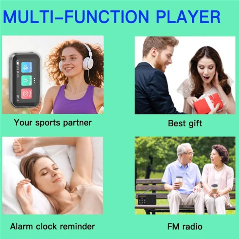 ABGI-Audio Recorder E-Book FM Radio Sports Portable MP4 Touch Screen Mini Bluetooth MP3 Player Clip HIFI Music Player 32G