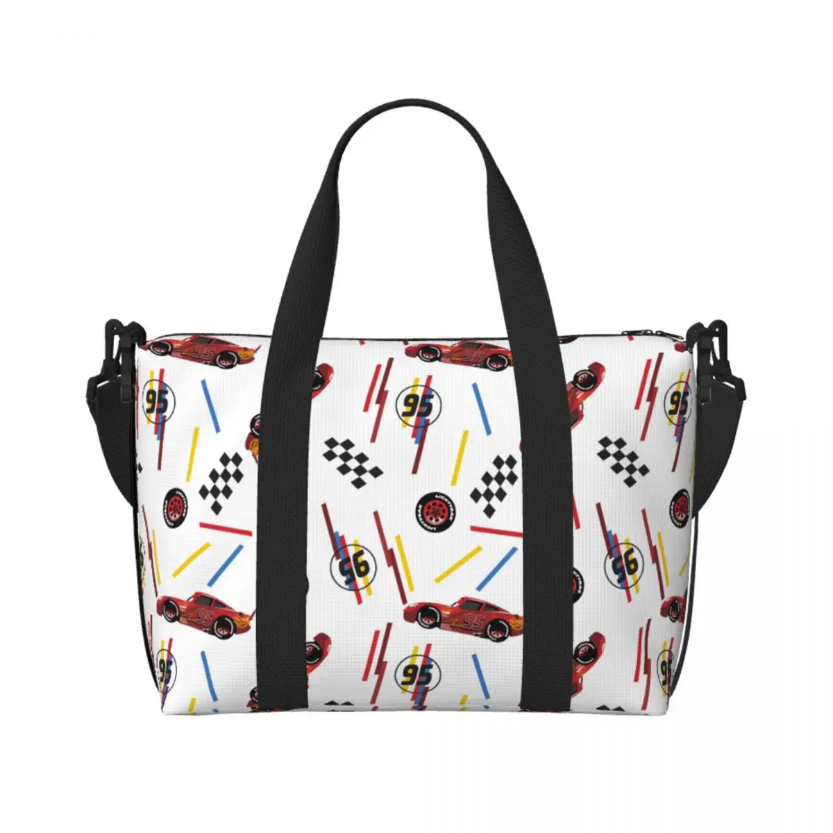 

Custom Cartoon 95 Racing Cars Kingdom Animation Pattern Beach Tote Bag Women Extra Large Gym Carry On Travel Shopping Bags