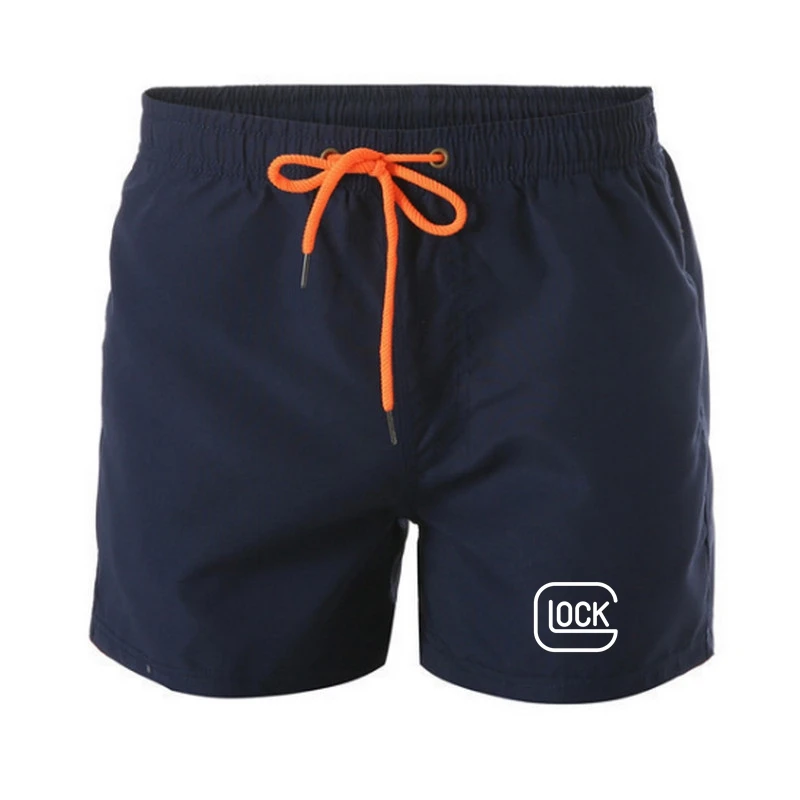 Pantalones cortos de playa con logotipo de Glock, Shorts informales de malla transpirable, secado rápido, holgados, Fitness