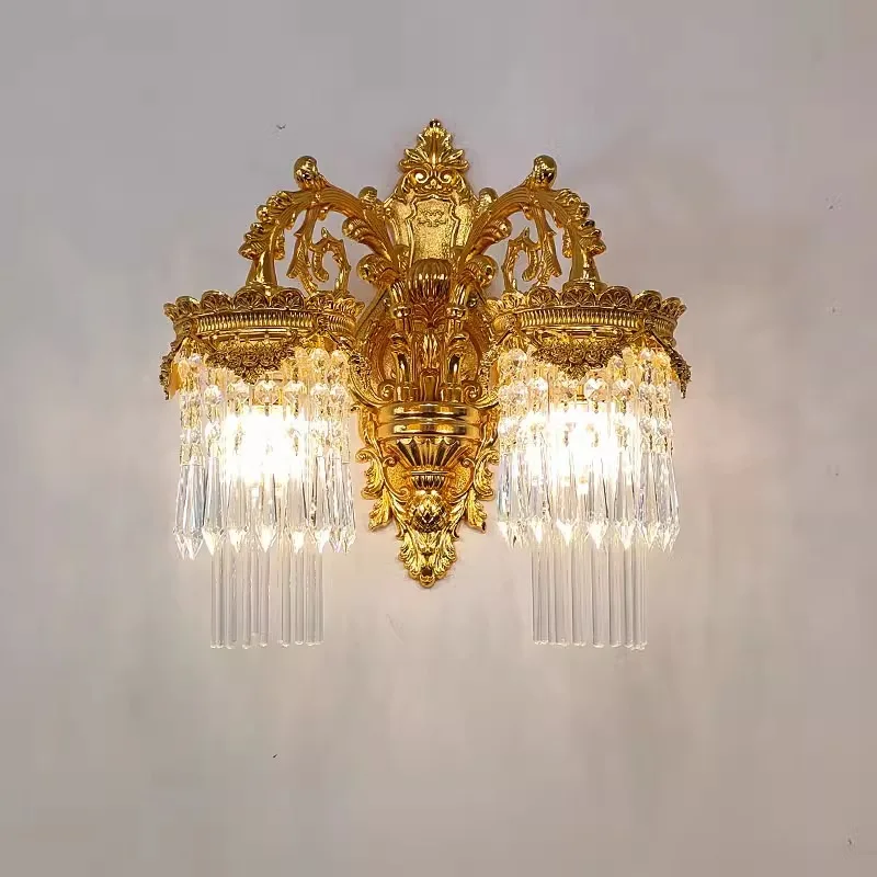 

French light luxury living room crystal wall lamp TV background wall European style bedroom bedside study aisle staircase entran