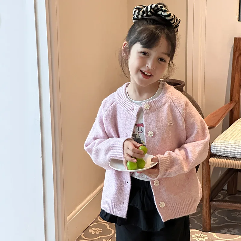 

Girls Sweater Spring and Autumn Forest Style Knitted Cardigans for Girls 2025 New Versatile Girls Coat
