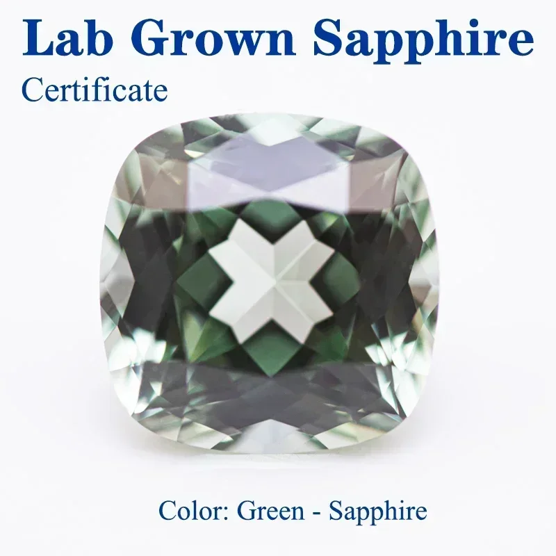 

Top Lab Grown Green Sapphire Square Cushion VVS1 Selectable AGL Certificate Gemstone Charms Beads Diy Jewelry Making Materials