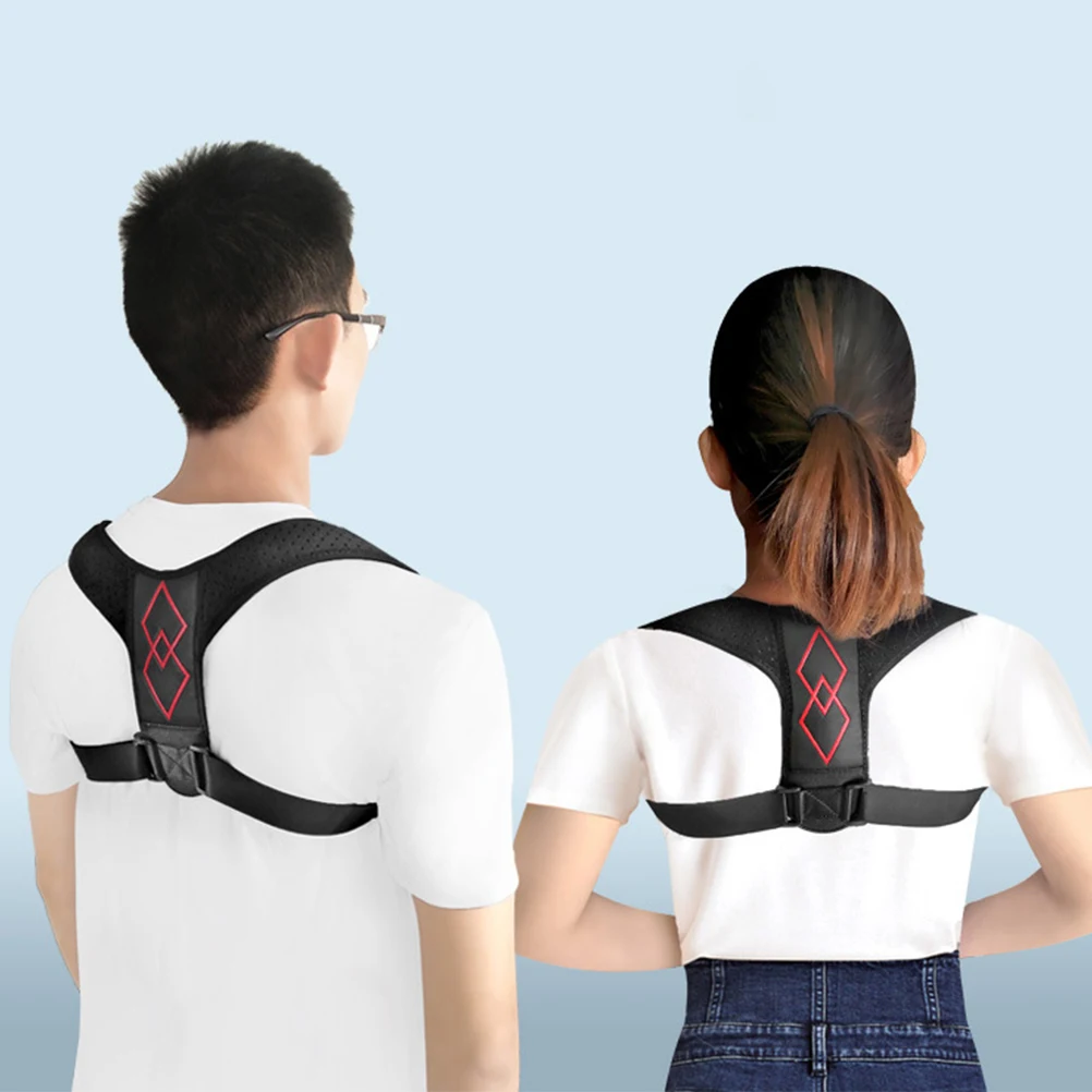 

Posture Corrector Lightweight Back Brace Adjustable Nylon Strap Office Use Ergonomic Design Durable PU Fits All Ages