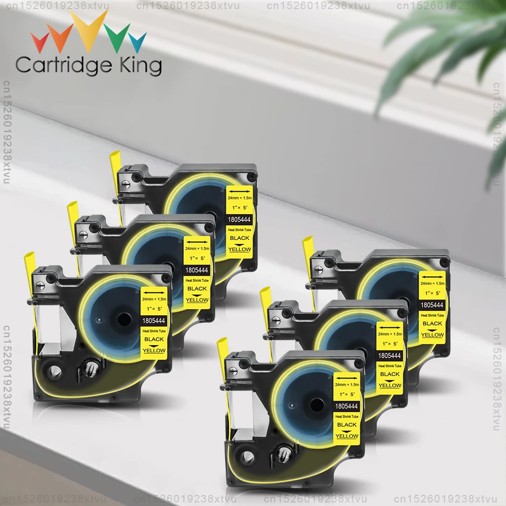 6 pieces 24mm Label Compatible for DYMO Rhino Industrial Labels Heat-Shrink Tube 1805444 1805443 Replace for Rhino Label Printer