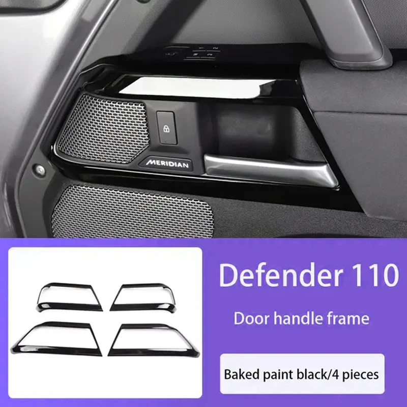 For Land Rover Defender 90 110 2020-2026 Car Door Inner Handle Decorative Frame Cover Stickers real carbon fiber Accessories image 3