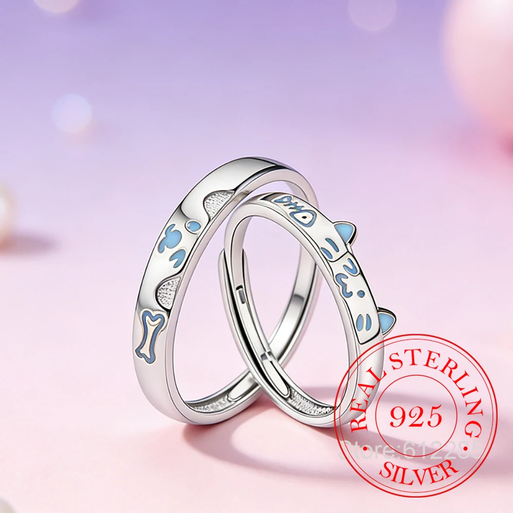 

Ювелирные изделия из стерлингового серебра 925 пробы, светящиеся кольца для пар с изображением собак и кошек, женские кольца на палец, ювелирные изделия для свадебной вечеринки, подарок для девочек, подарок подруге