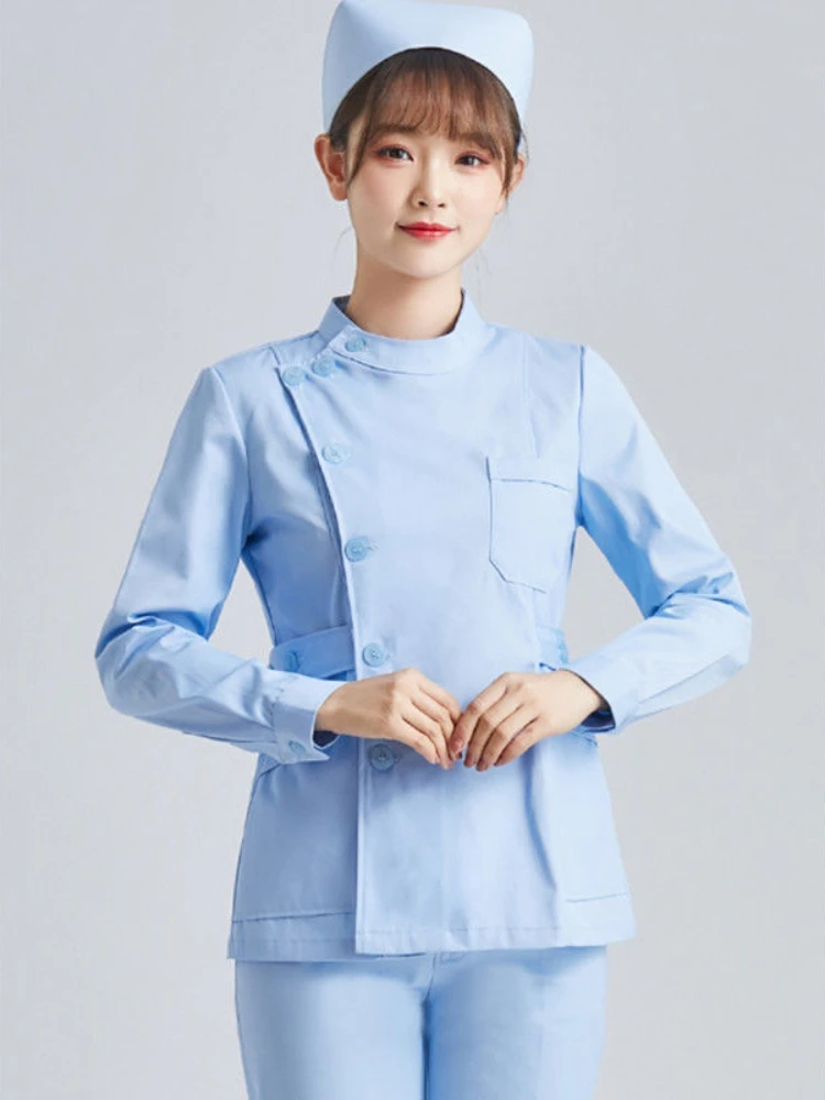 Enfermeira branca esfrega superior uniforme médico manga curta esfrega uniformes feminino pet grooming clínica rosa roupas de enfermagem workwear logotipo