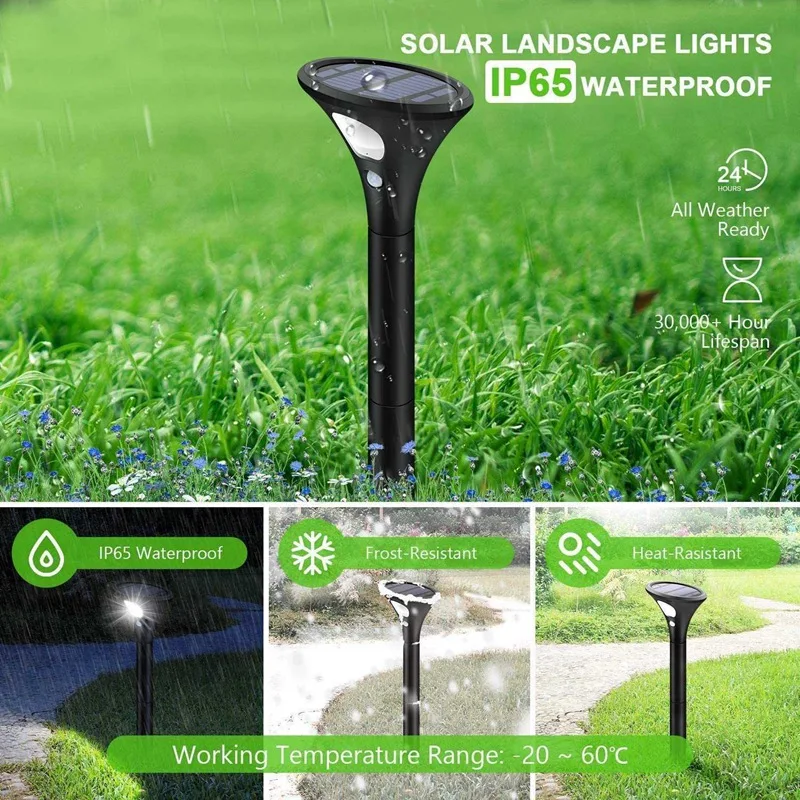 Solar Spot Lights Outdoor, 4 Pack LED Solar Powered Solar Lights Outdoor With Motion Sensor Auto On/Off Waterproof