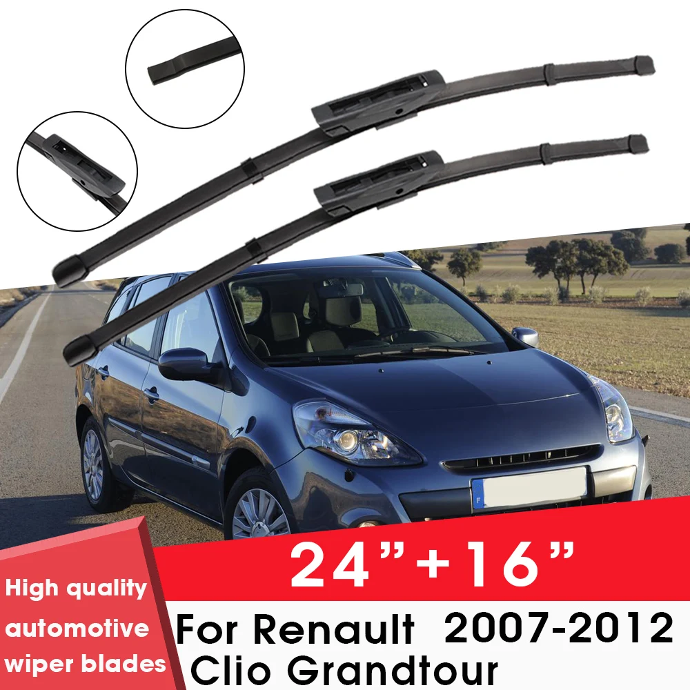 

Car Wiper Blade Blades For Renault Clio Grandtour 2007-2012 24"+16" Windshield Windscreen Clean Rubber Silicon Cars Wipers