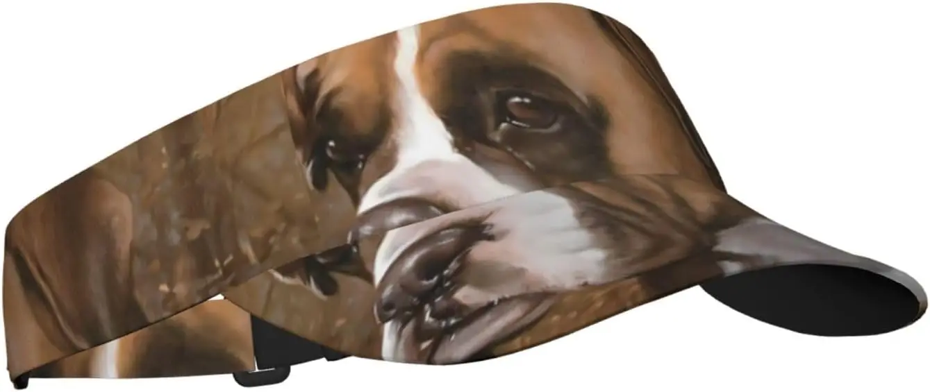 Sport Sun Visor Hat Boxer Dog Art Brown Breathable Sun Hat Cap for Golf Tennis