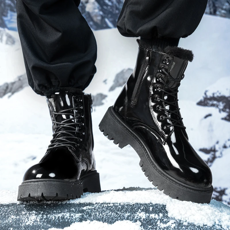 أحذية رجالية دافئة من القطيفة عالية الجودة شتوية بنعل ناعم غير قابلة للانزلاق أحذية غير رسمية للخروج موضة مقاس كبير أحذية عمل مريحة للجنسين للثلج #6