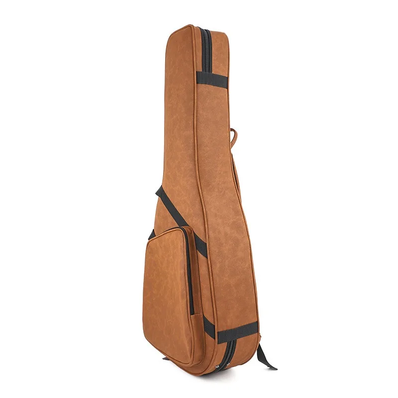 Leather Brown Foam Guitar Case Lightweight Shoulders Portable Shockproof Durable Guitar Box Musical Instrument Accessories
