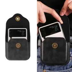 New Mobile Phone Bag For Samsung Z Flip6 Flip5 Flip4 Flip3 5G Cover Case Leather Motorola Razr 50 Ultra Pocket Belt Clip Holster