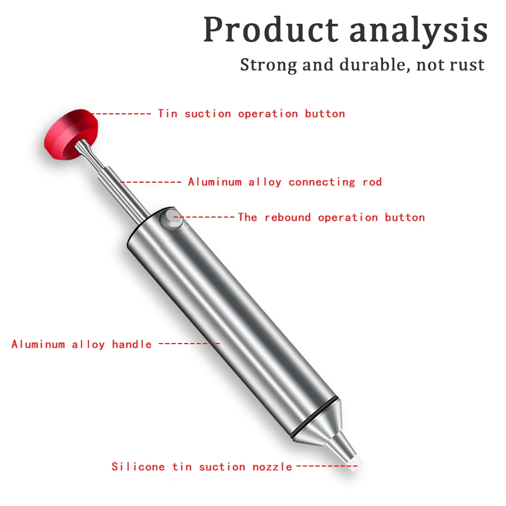 ANSIKI MJF-D9 Solder sucker Aluminum alloy Desoldering Pump Suction Tin Gun for Electronic component Welding Repair Tool view 4