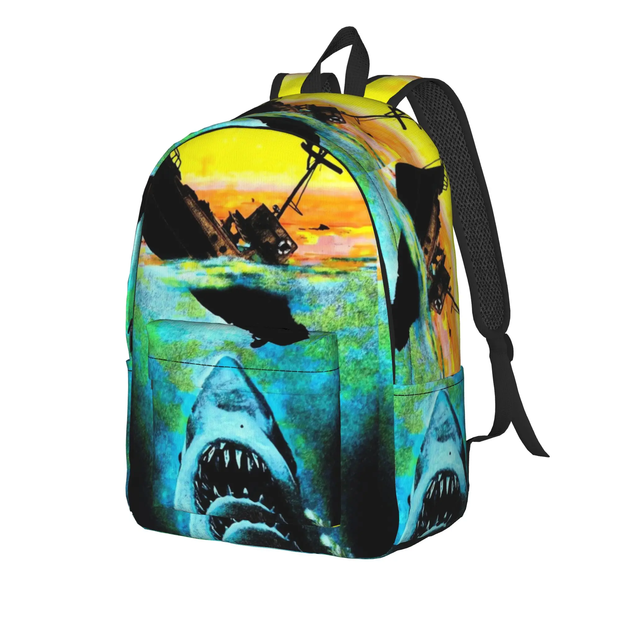 Jaw-Shark Classic Film Amity Island Backpack Student Unisex  Backpacks Polyester Elegant School Bags Trekking Custom Rucksack