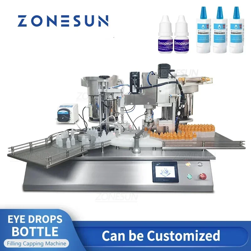 ZONESUN Tappatrice per riempimento pompa peristaltica per bottiglie di gocce automatiche rotanti da tavolo
