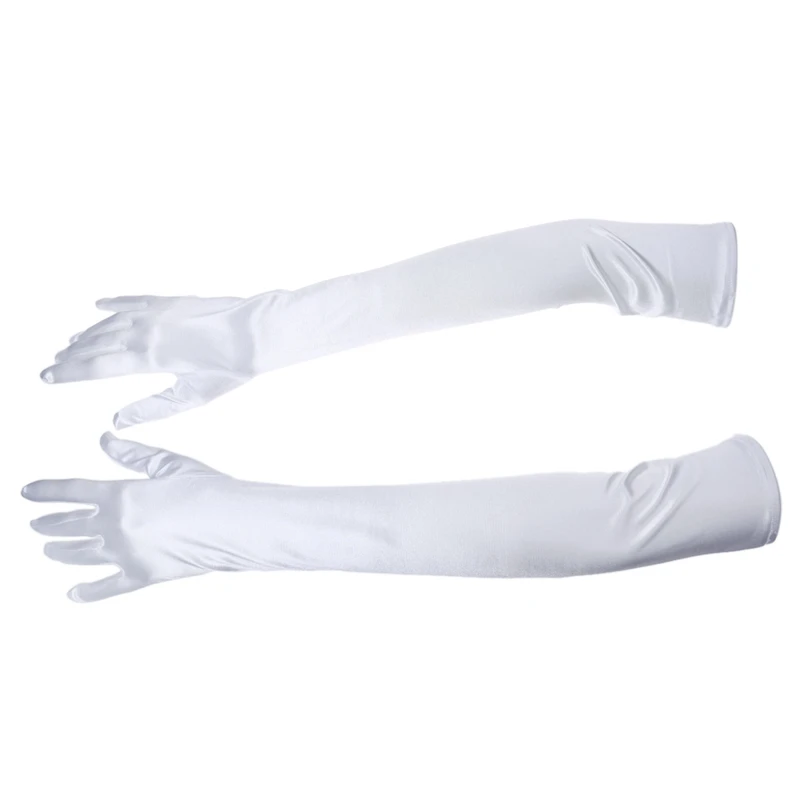 

NEW-21" Women's Long Arm Satin Elbow Gloves For Party Wedding Costume