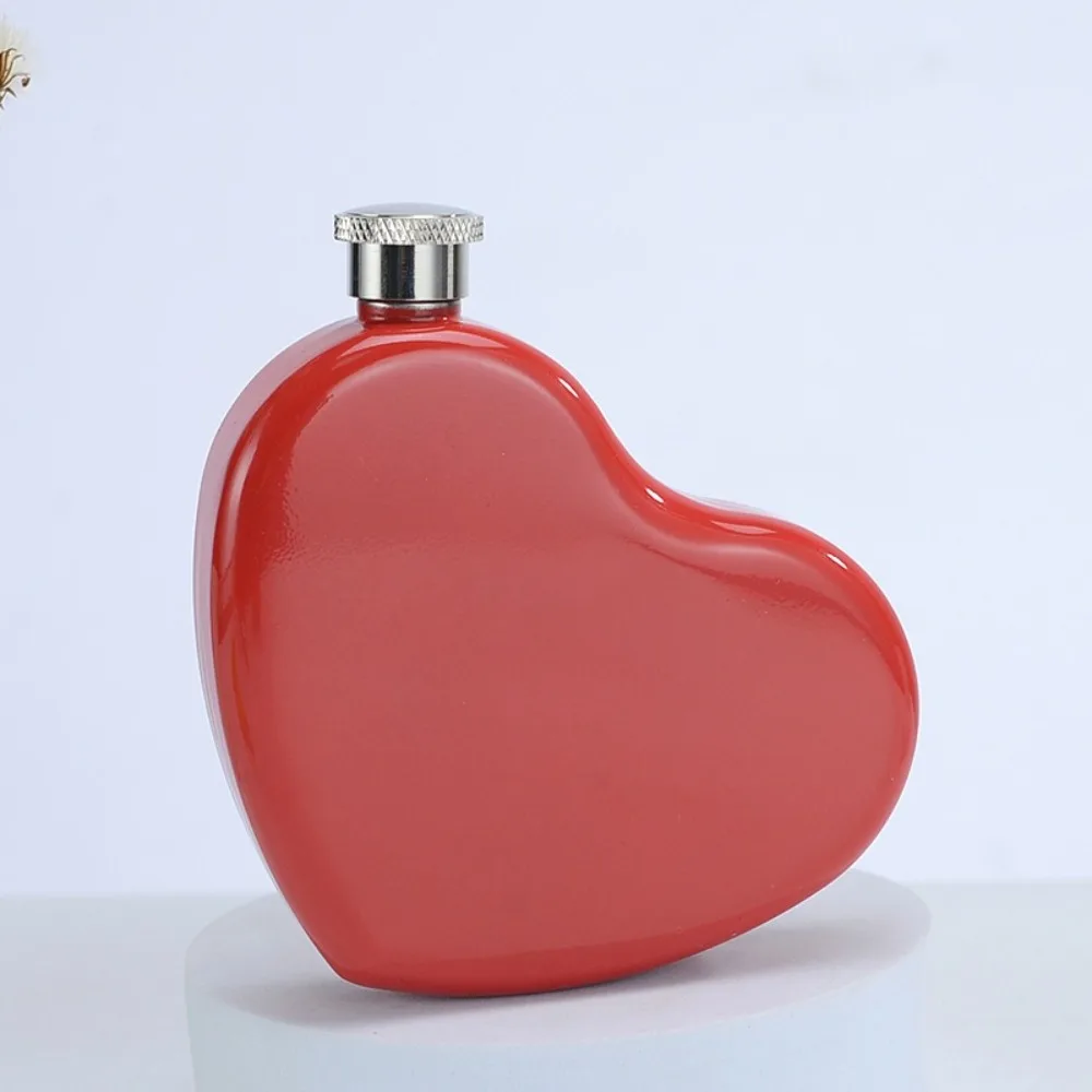 New Fashion Heart Shaped Drinking Flasks Portable Miniature Water Bottle Vodka Wine Pot Stainless Steel Outdoor Hip Flask