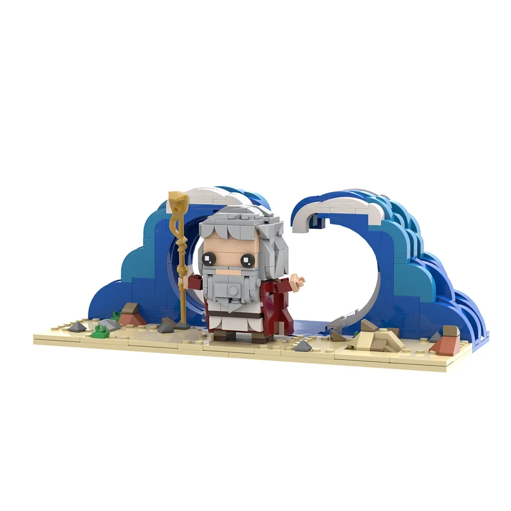 

Gobricks MOC Moses parted the Red Sea Building Blocks Model Bible Mythological Moses Figure Bricks Assemble Toys Kids DIY Gifts