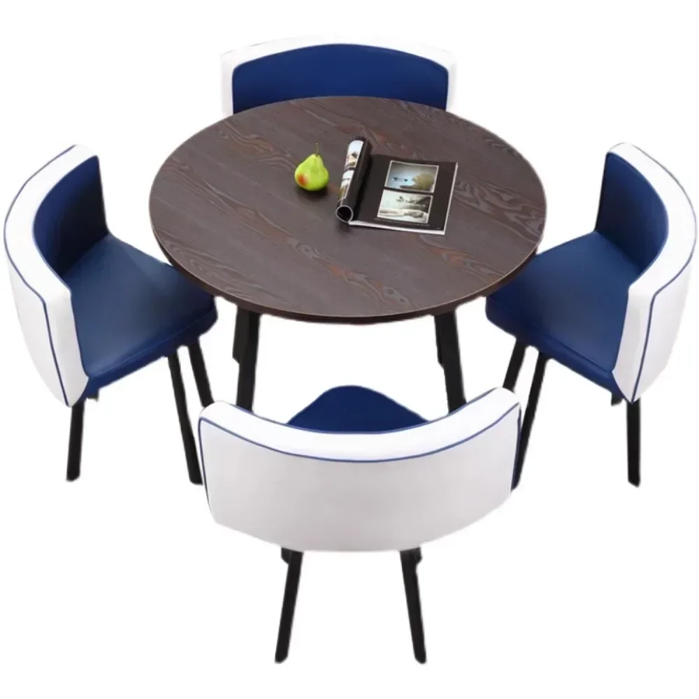 Juego de mesa de comedor de oficina de diseño, 4 sillas, estudio, apartamento, ahorro de espacio